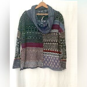 Free People multi color Cowl Neck Sweater